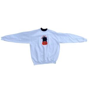 MC Energy MCC Vtg Halloween Embroidered Black Cat Pumpkin Crewneck Sweatshirt L
